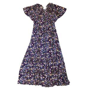 $348 Anthropologie Gilner Farrar M Sydney Maxi Dress Floral Bouquet Button Down